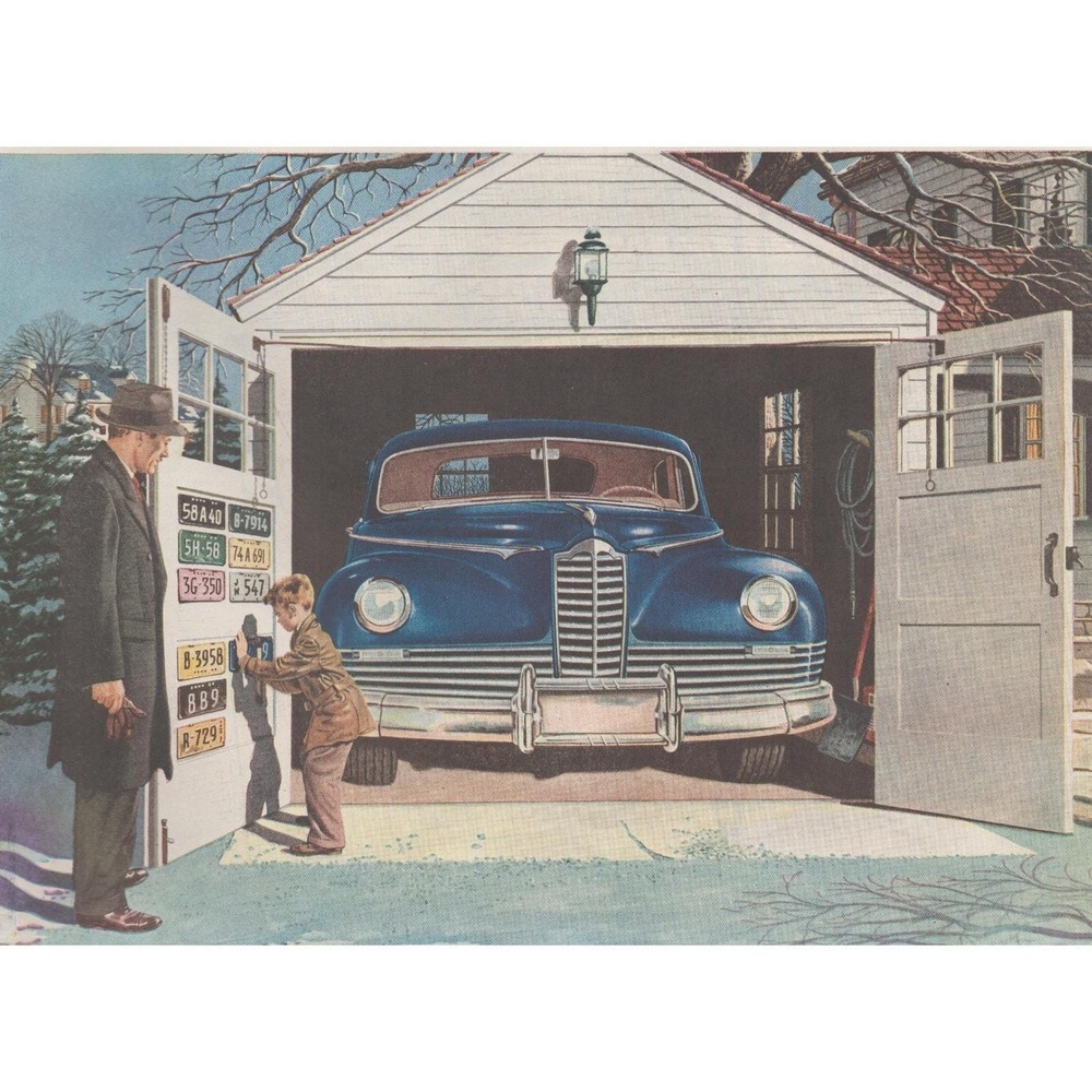 Vintage 1947 Packard Super Clipper Print Ad Touring Sedan Garage Decor Dad Son